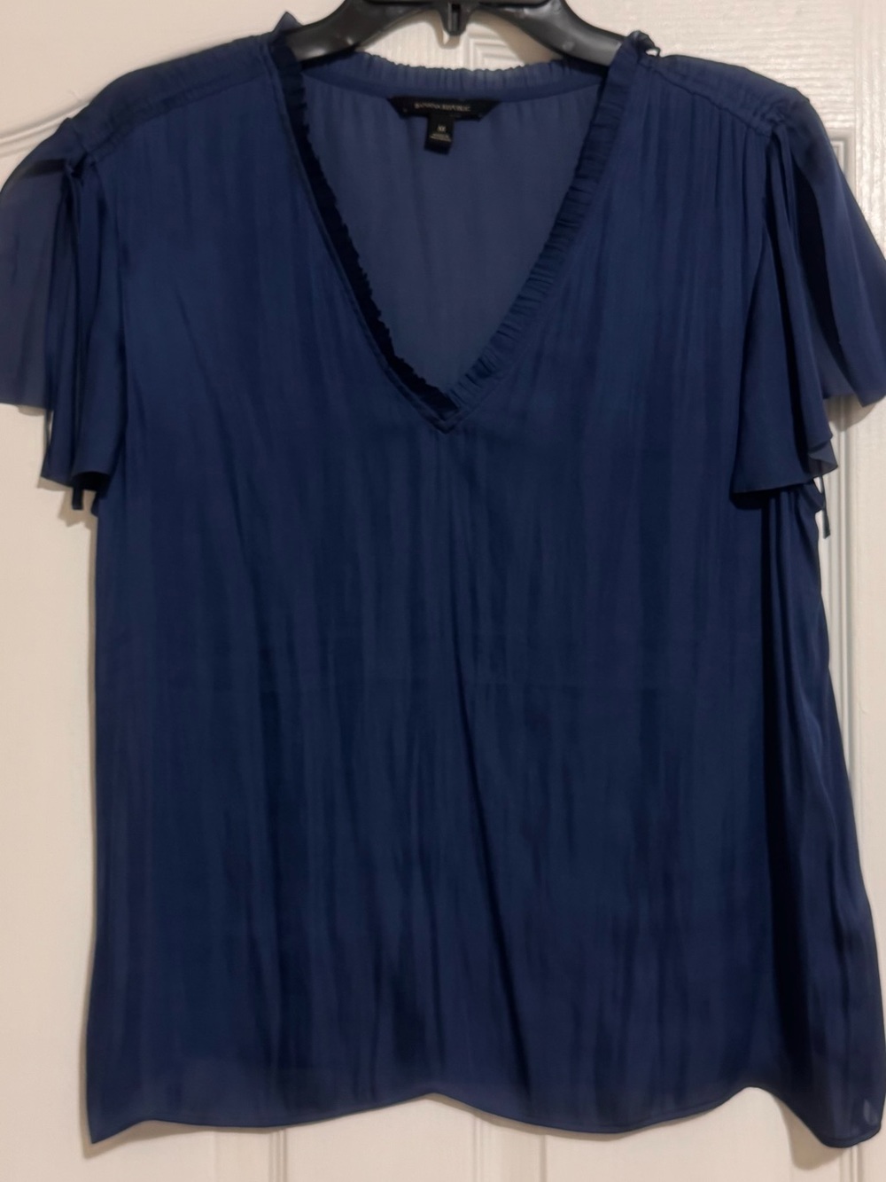 Banana Republic Navy V-Neck Short Sleeve Blouse
